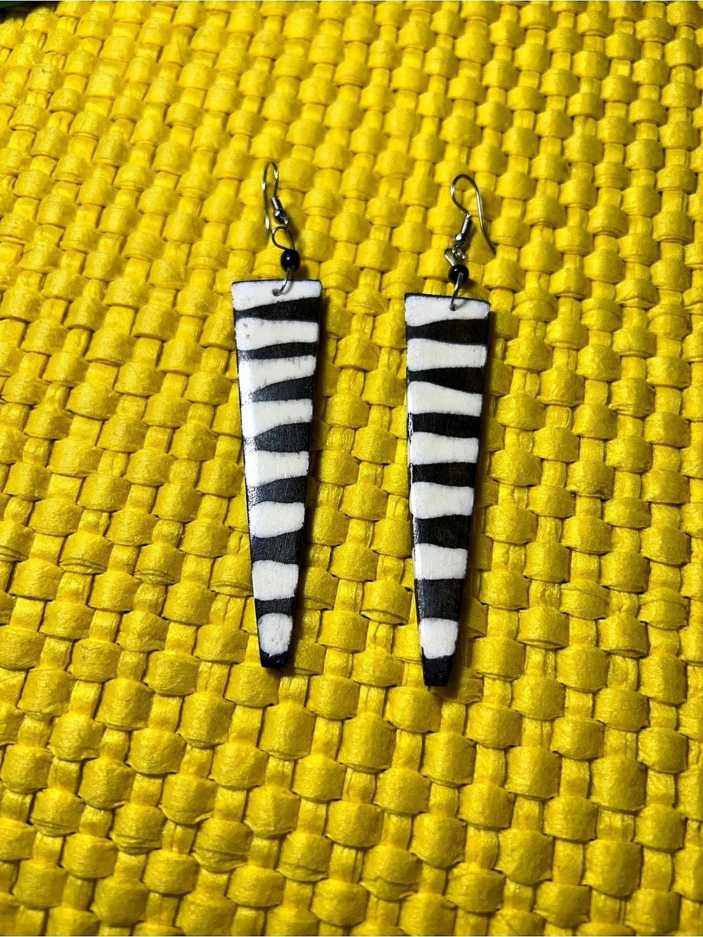 Black & White Striped Drop Earrings